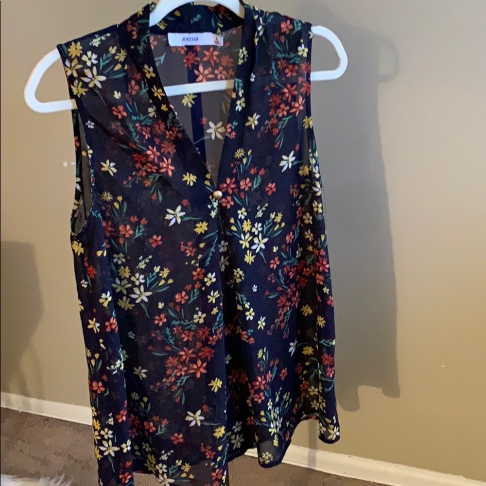 Navy blue floral top